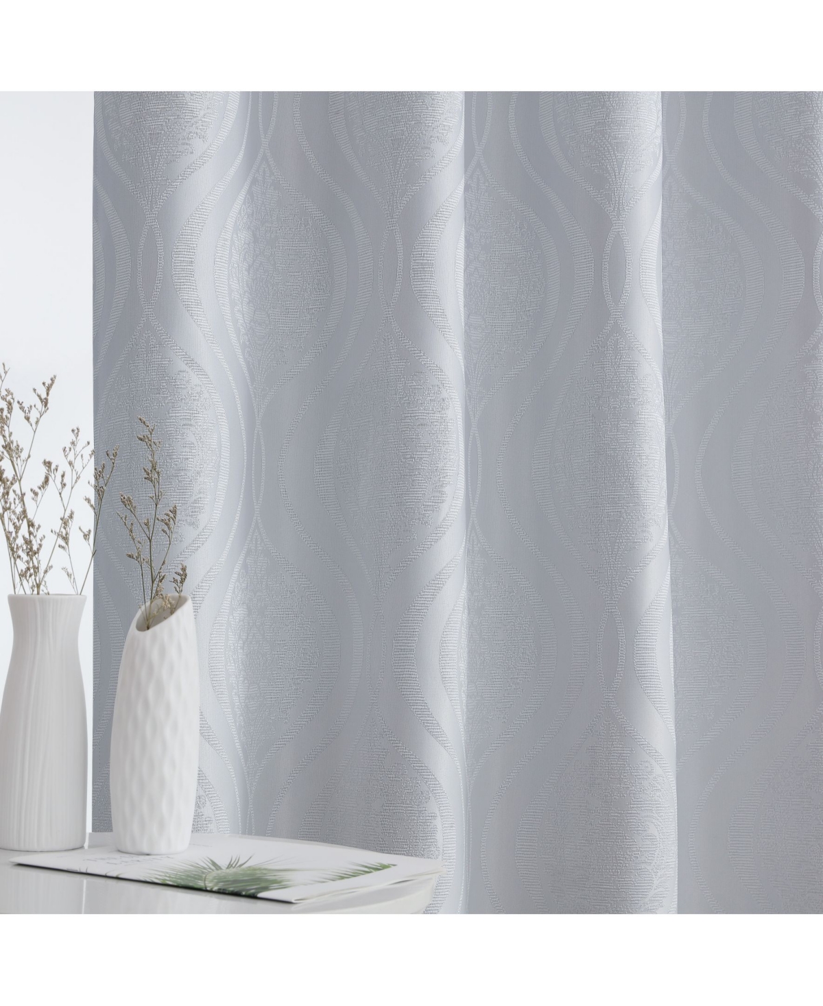 Hlc.me Montero Damask 100% Complete Blackout Shading Thermal Insulated Energy Efficient Heat/Cold Blocking Grommet Heavy Curtain Drapery Panels for Li