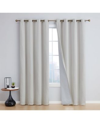 Siena Pattern 100% Complete Blackout Thermal Insulated Double Layer Window Curtain Grommet Panels for Living Room & Bedroom - Energy Savings & Soundproof, Set of 2