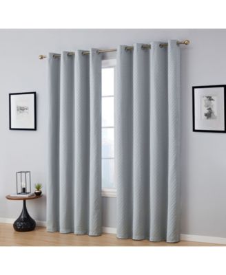 Siena Pattern 100% Complete Blackout Thermal Insulated Double Layer Window Curtain Grommet Panels - Energy Savings & Soundproof, Set of 2