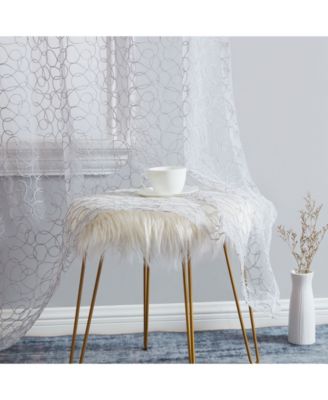 Audrey Embroidered Premium Soft Decorative Sheer Voile Light Filtering Grommet Window Treatment Curtain Drapery Panels for Bedroom & Living Room - Set of 2 Panels