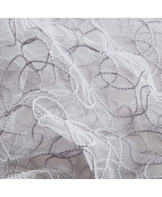 Audrey Embroidered Premium Soft Decorative Sheer Voile Light Filtering Grommet Window Treatment Curtain Drapery Panels, Set of 2