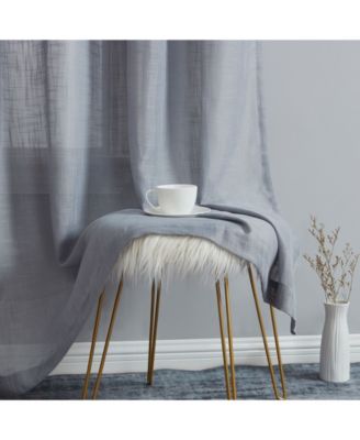 Abbey Faux Linen Textured Semi Sheer Privacy Sun Light Filtering Transparent Window Grommet Long Thick Curtains Drapery Panels for Bedroom & Living Room, 2 Panels