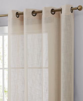 Abbey Faux Linen Textured Semi Sheer Privacy Sun Light Filtering Transparent Window Grommet Long Thick Curtains Drapery Panels for Bedroom & Living Room, 2 Panels