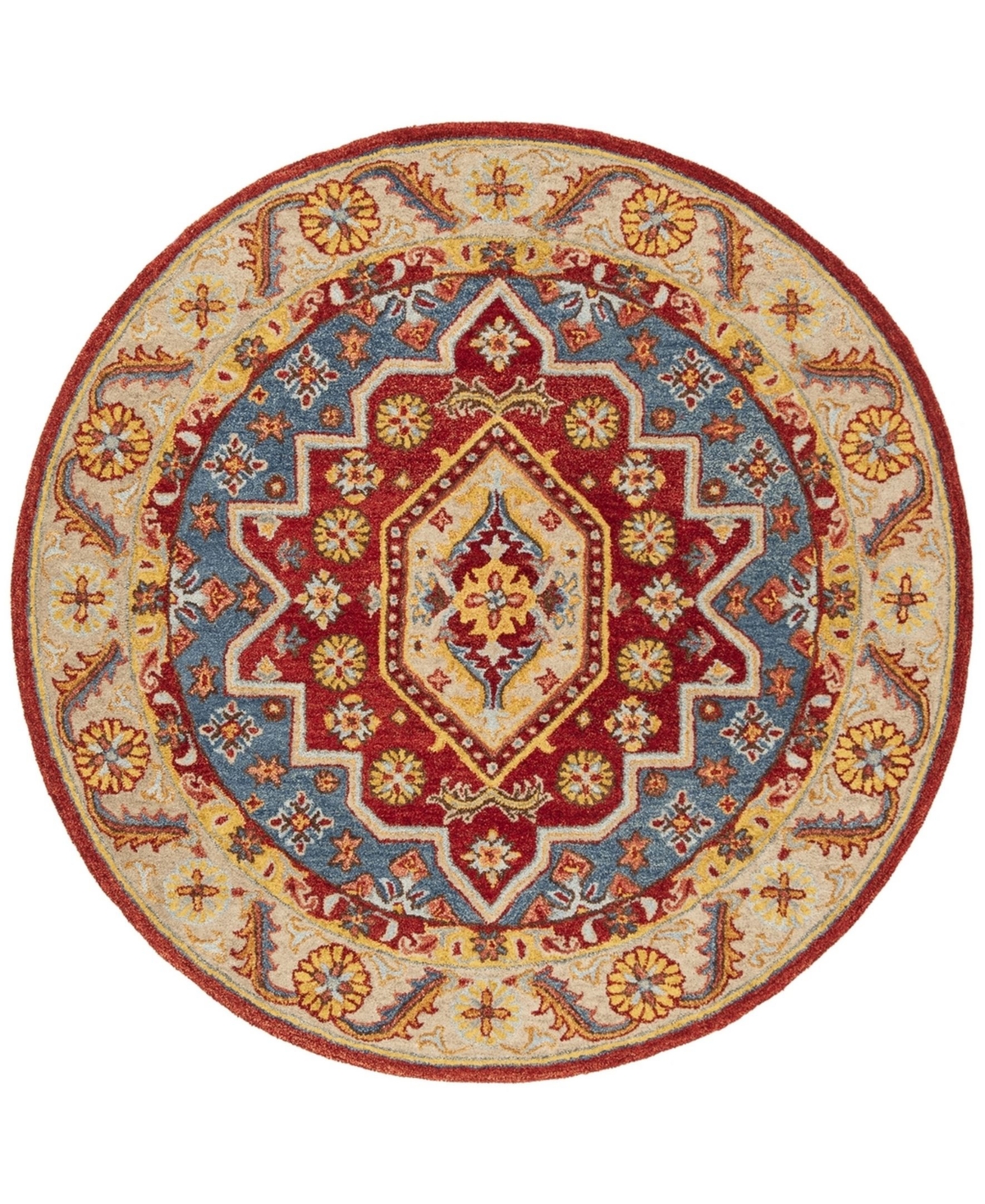 Safavieh Antiquity At503 Red and Blue 6' x 6' Round Area Rug - Red