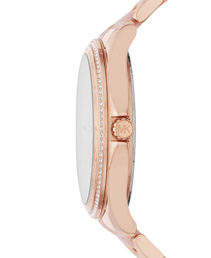 Michael Kors Women's Chronograph Rose Gold-Tone & Pink Acetate Bracelet ...
