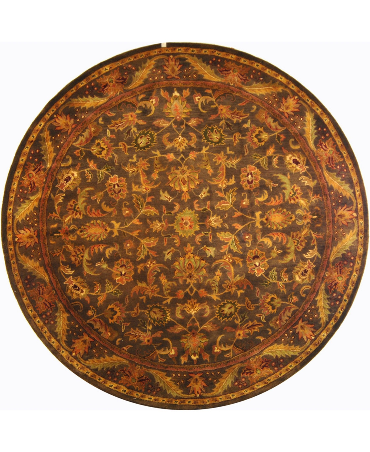 Safavieh Antiquity At52 Green and Gold 8' x 8' Round Area Rug - Green