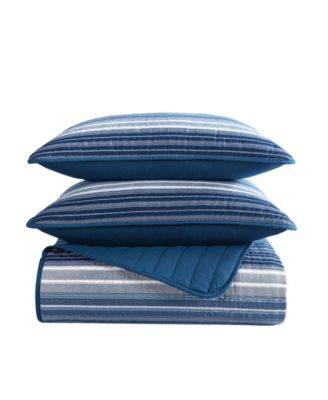 Coveside Blue Cotton Reversible Quilt Sets