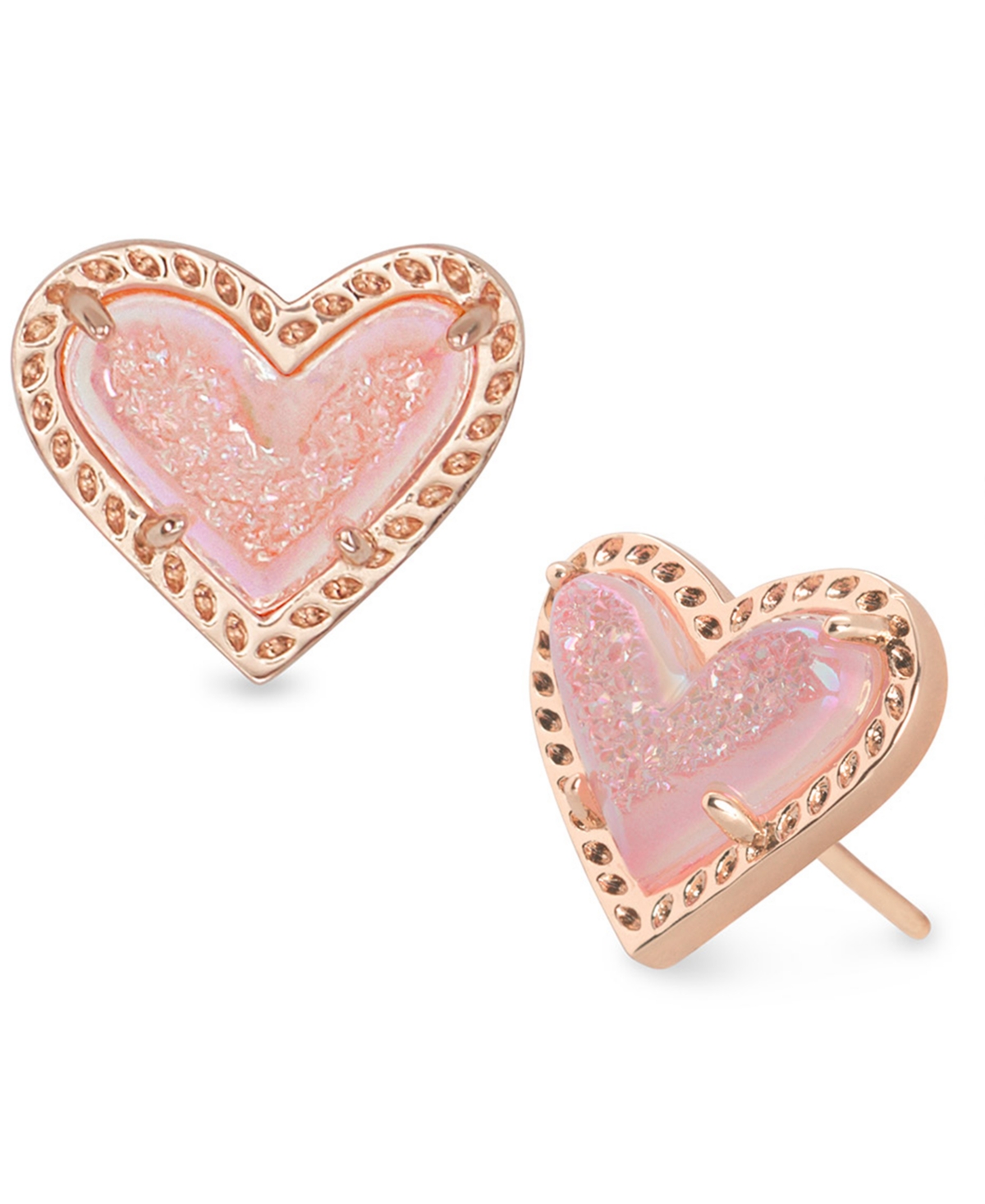 Kendra Scott Stone Heart Stud Earrings In Pink Drusy