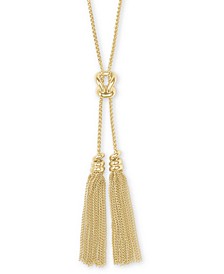 Love Knot & Chain Tassel 30" Lariat Necklace