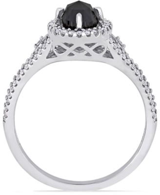 Diamond Oval Black Halo Engagement Ring (1 ct. t.w.) in 14k White Gold