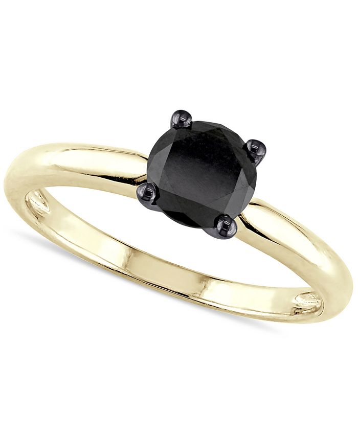 Macy s Black Diamond 1 ct. t.w. Solitaire Ring in 14k Yellow
