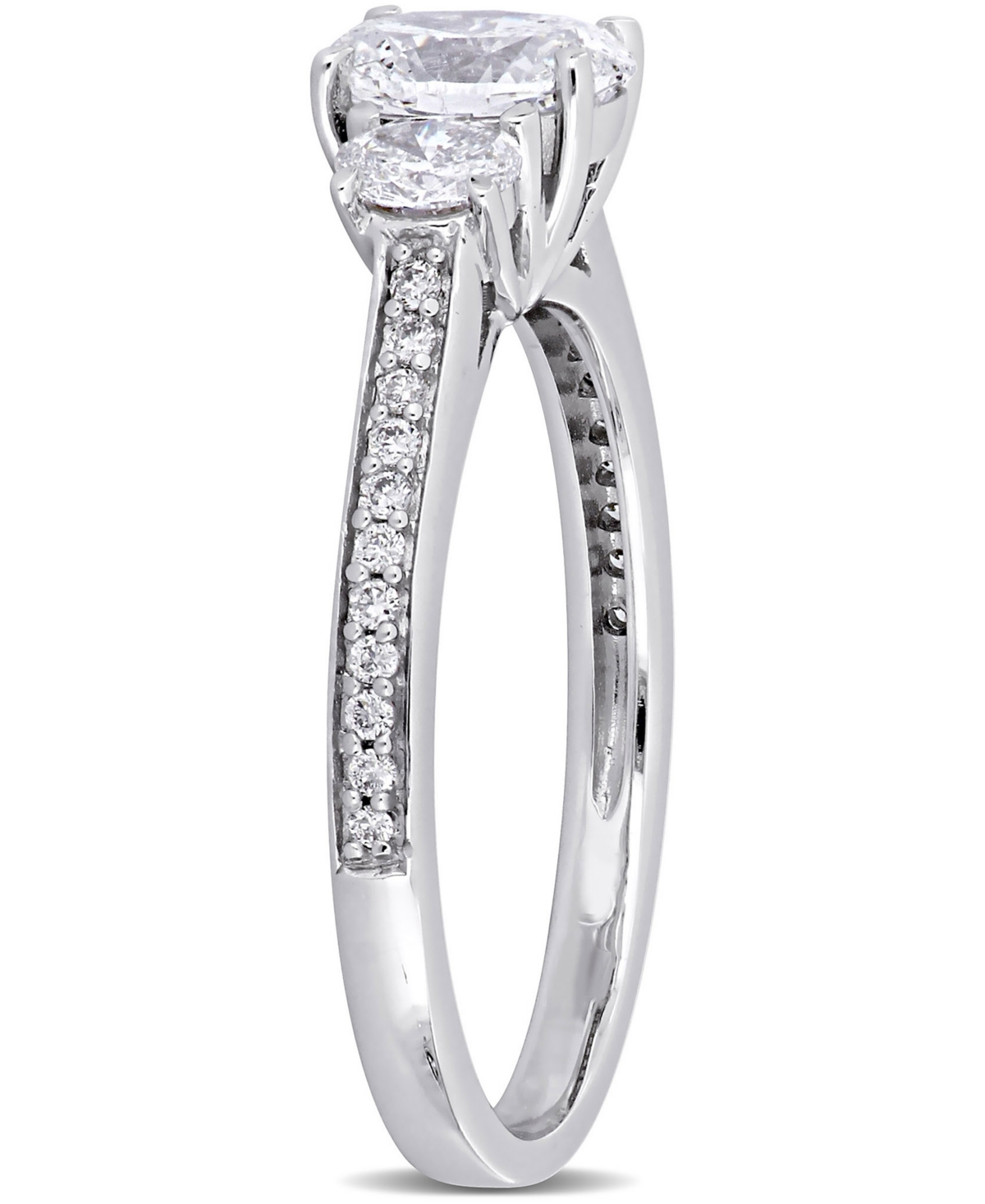 Diamond Oval Three Stone Engagement Ring (1-1/10 ct. t.w.) 14k White Gold