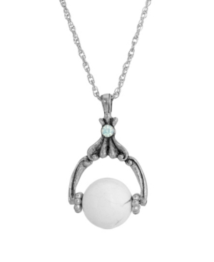 image of 2028 Pewter Genuine Stone Howlite Spinner Necklace
