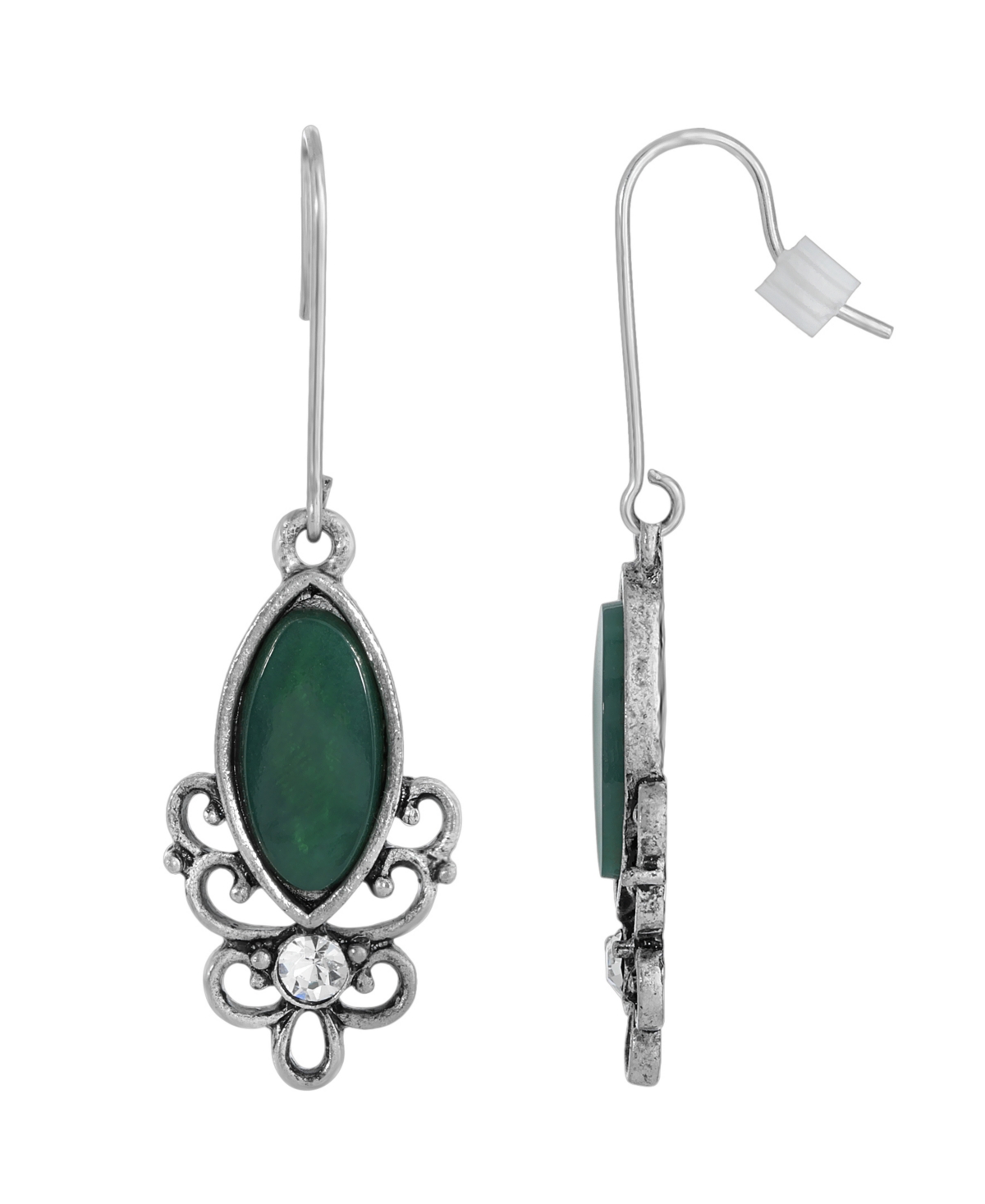 Sterling Silver Wire Genuine Stone Chrysoprase Earrings - Green