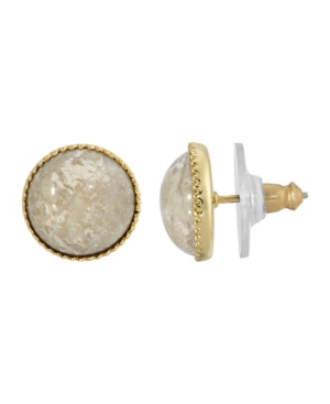 image of 2028 Gold-Tone Semi Precious Round Stud Earrings