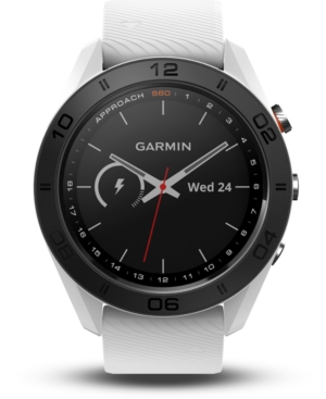 image of Garmin Unisex Approach S60 White Silicone Strap Touchscreen Smart Watch 32mm