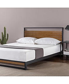 Suzanne Metal and Wood Platform Bed with Headboard, Twin