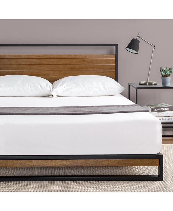 Zinus Suzanne Metal And Wood Platform, Bed Frame And Headboard Queen