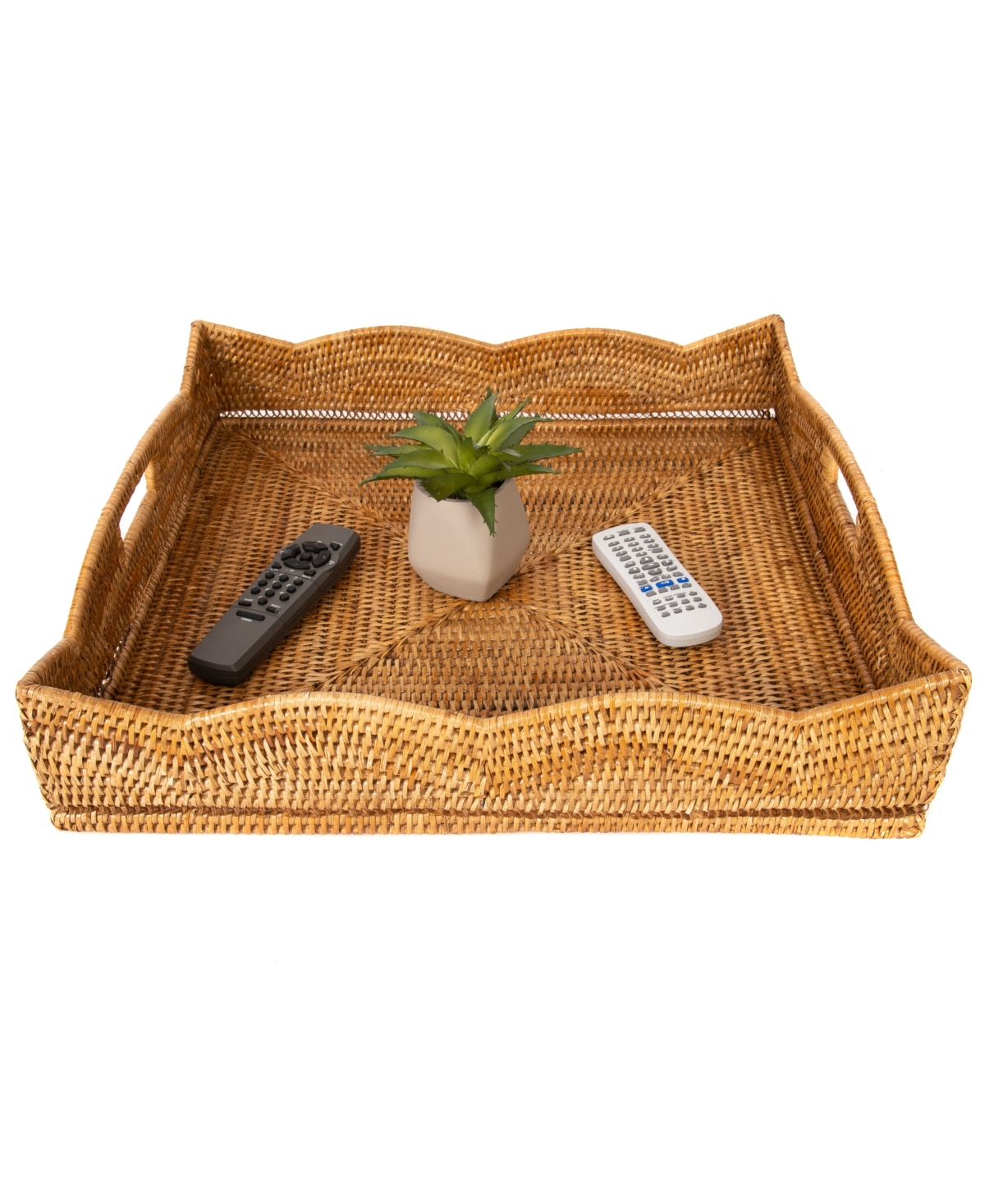 Artifacts Trading Company Rattan Scallop Collection Square Tray