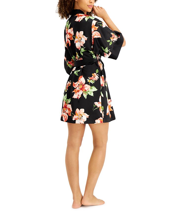 INC International Concepts FloralPrint Satin Wrap Robe, Created for