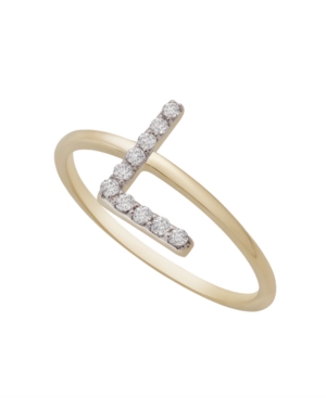 image of Diamond Initial Ring (1/10 ct. t.w.) in 14k Gold