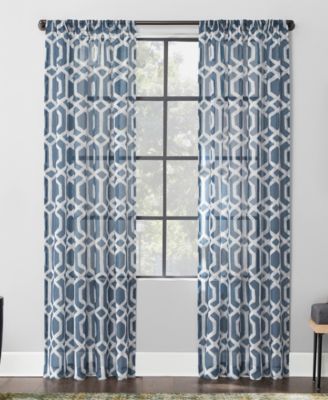 Photo 1 of (READ FULL POST) Sloane Trellis Print Linen Blend Sheer Curtain Collection (SINGLE) 