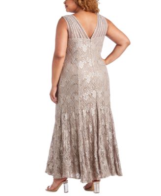 Plus Size Sequin Lace Gown
