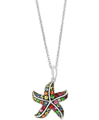 EFFY Collection - Multi-Gemstone Starfish 18" Pendant Necklace (5/8 ct. t.w.) in Sterling Silver