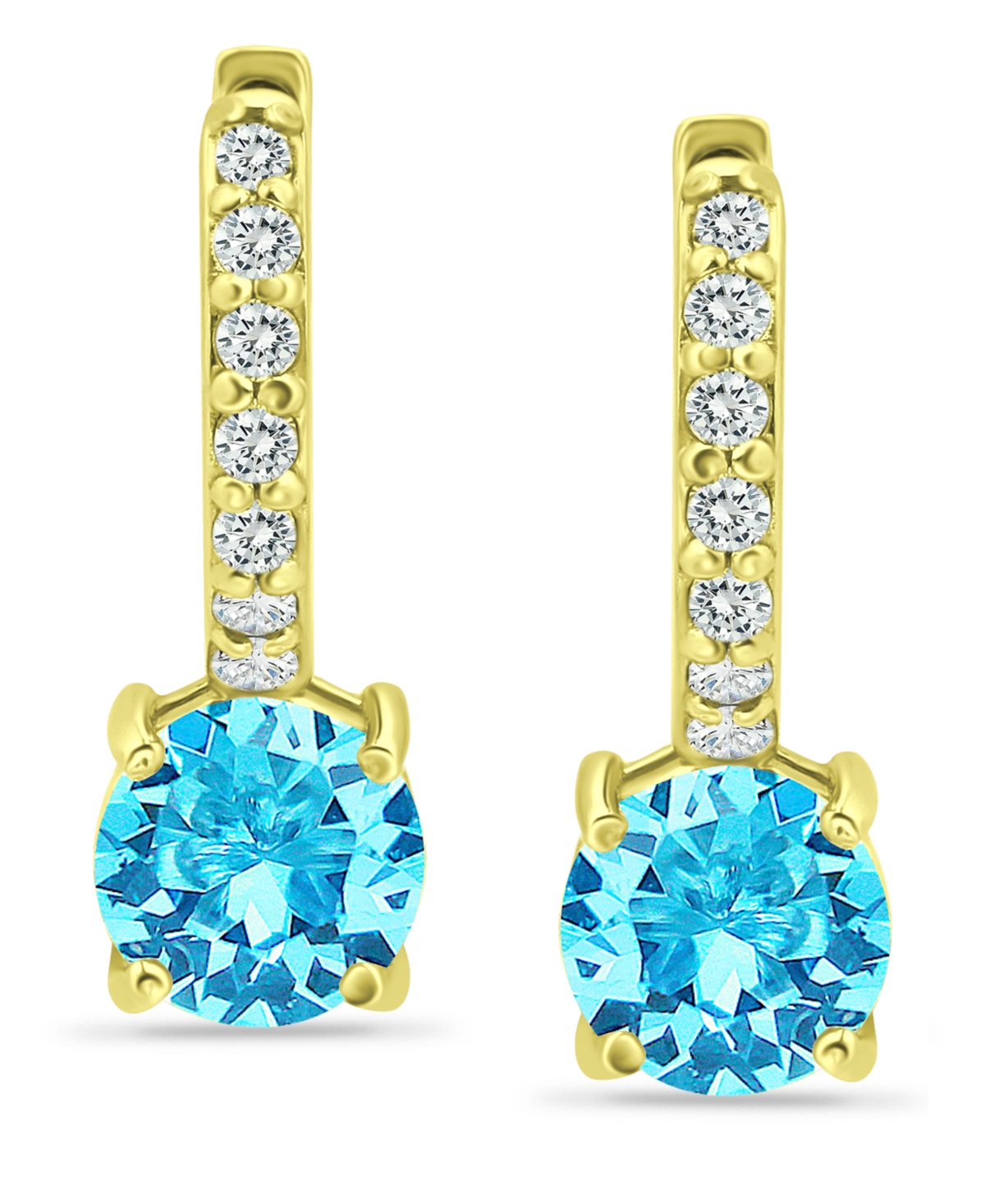 Colored Cubic Zirconia Huggie Hoop Earrings in Sterling Silver or 18k Gold over Silver (Also Available in Lab Created Opal) -Gold Over Silver