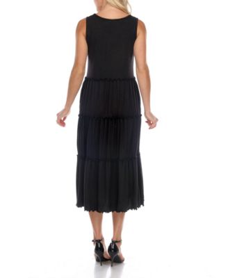 Maternity Plus Size Scoop Neck Tiered Midi Dress