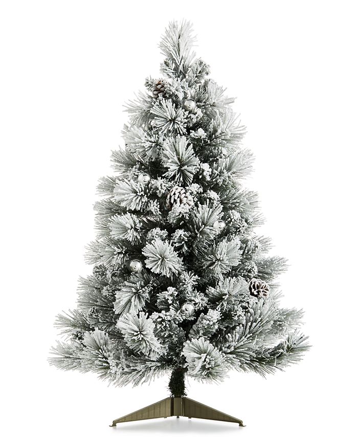 Holiday Lane Christmas Cheer Prelit Flocked 3ft Tree with Pinecones