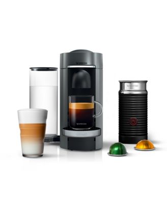 Nespresso Vertuo Plus Deluxe Coffee and Espresso Machine by De'Longhi, Titan with Aeroccino Milk Frother