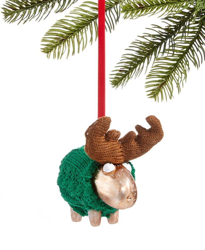 Holiday Lane Christmas Cheer Green Sweater Moose Ornament, Created for ...