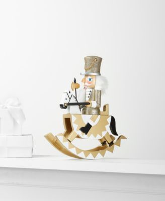 Holiday Lane - Silver & Gold Rocking Horse Nutcracker