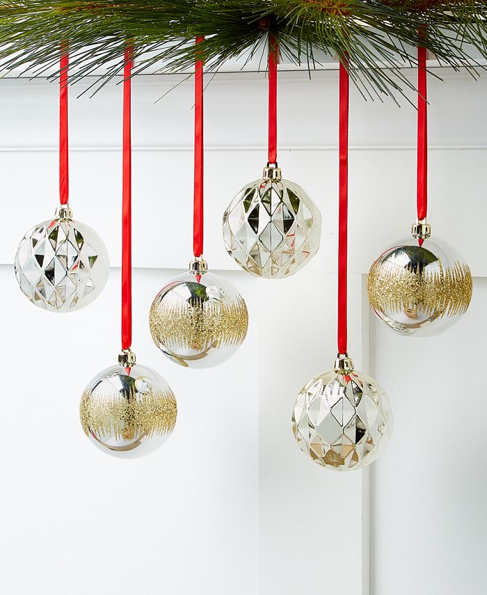 Holiday Lane Shine Bright Gold and Silver Shatterproof Ornaments, Set