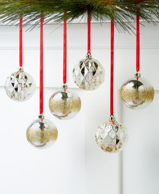 Holiday Lane Set Of 6 Gold Shatterproof Ornaments | Christmas Ornaments