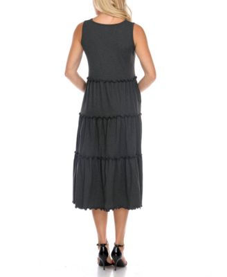 Maternity Plus Size Scoop Neck Tiered Midi Dress