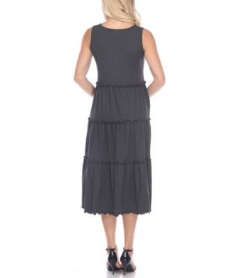 Women's Scoop Neck Tiered Midi Dress