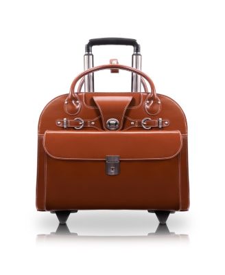 Edgebrook Leather Wheeled Laptop Briefcase