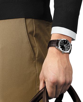 Tissot - Men's Swiss Gentleman Brown Leather Strap Watch 40mm