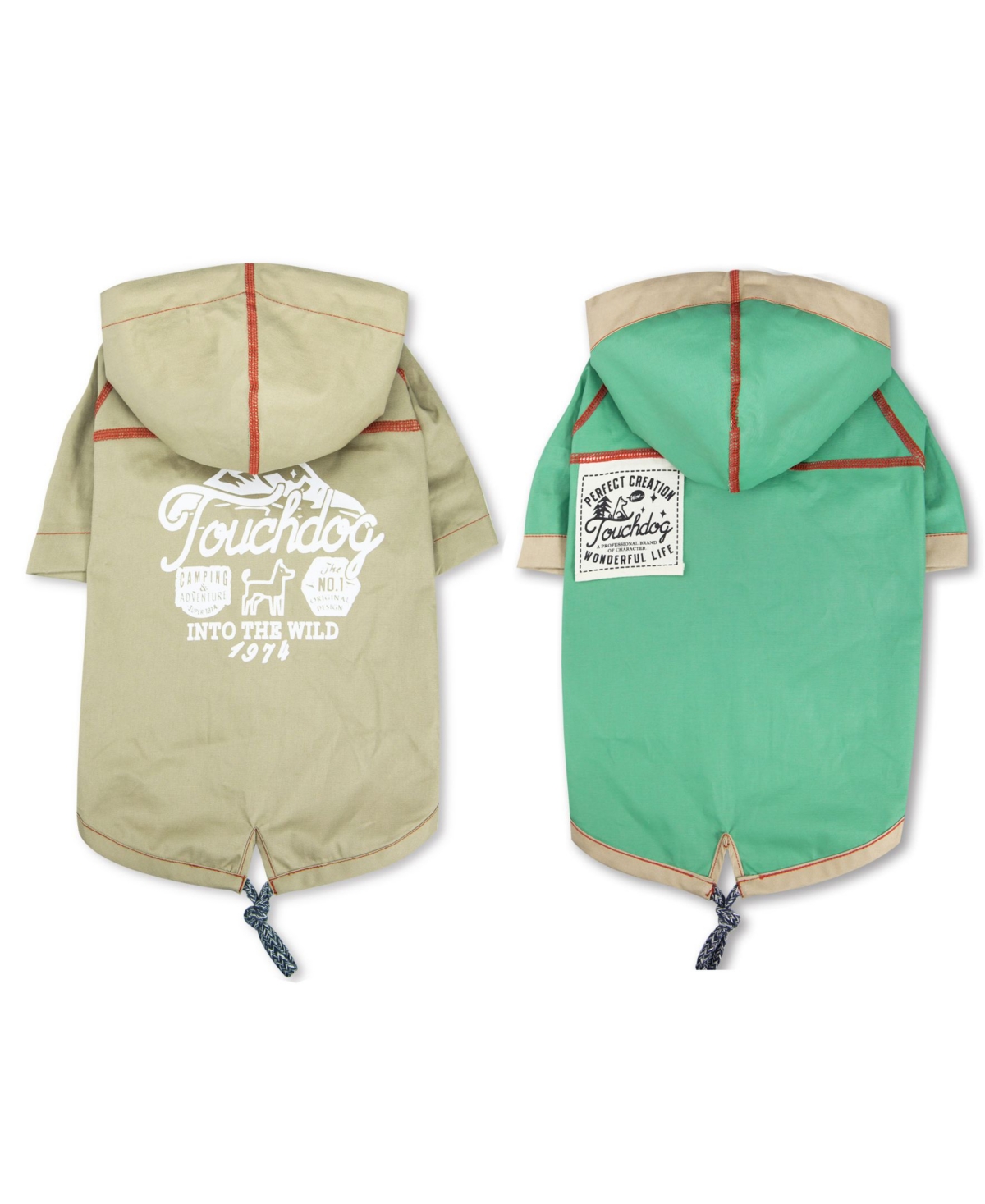 Touchdog 'Cloudburst' Water-resistant Reversible Dog Raincoat Small - Khaki