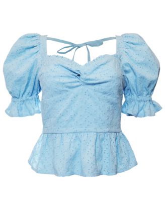 RAHI - Cleo Cotton Eyelet Puff-Sleeve Top