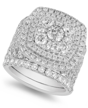 image of Diamond (6 ct. t.w.) Halo Cluster Bridal Set in 14k White Gold