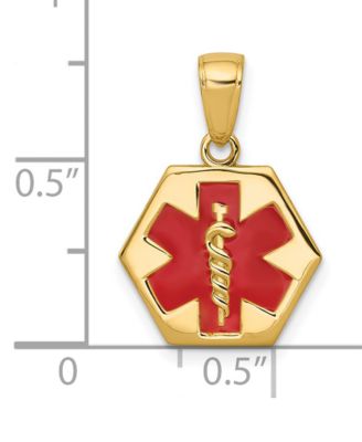 Medical Info Hexagon Charm Pendant in 14k Gold