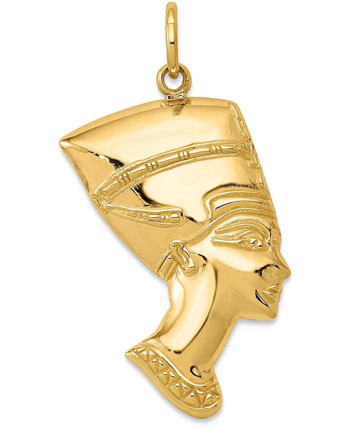 14K 3-D Nefertiti Pendant New Charm Yellow Gold 