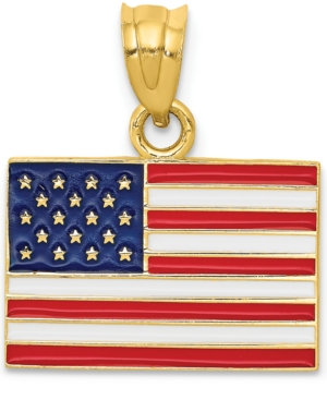 image of Usa Flag Charm Pendant in 14k Yellow Gold & Enamel
