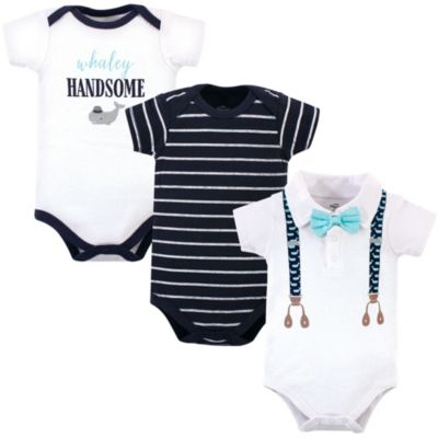 Little Treasure Baby Boys Treasure Everyday Cotton Snapsuits - Whale suspenders 22$