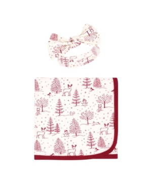 Touched by Nature Baby Girls Swaddle Blanket and Headband Set