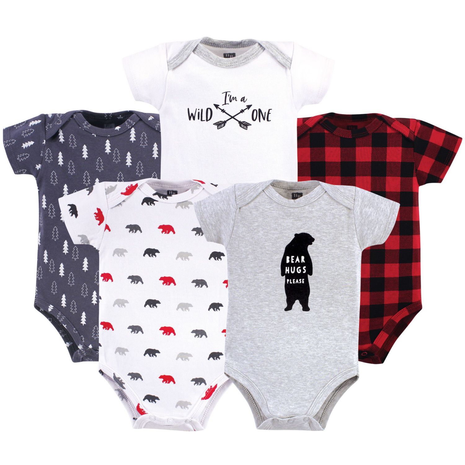 Baby Unisex Five-Piece Set of Cotton Infant All-in-One Bodysuits