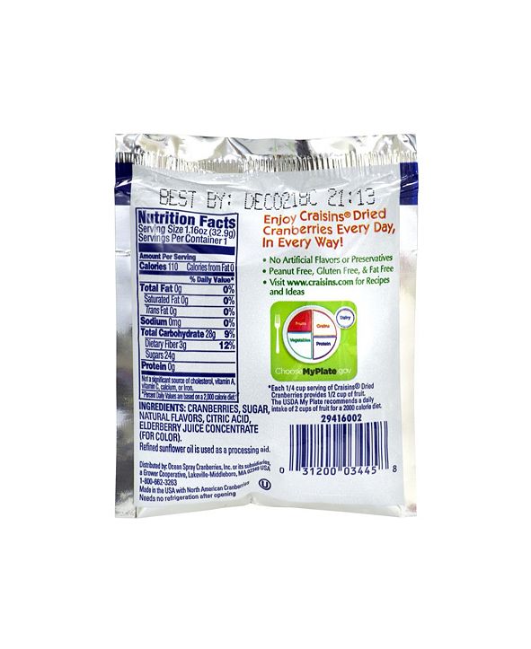 Ocean Spray Craisins Strawberry Flavored Dried Cranberries, 1.16 oz